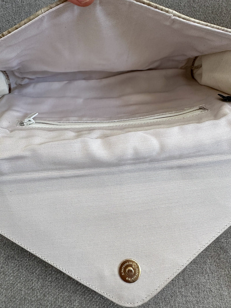 Snakeskin Purse Crossbody Clutch Vintage Purse Beige Evening Bag