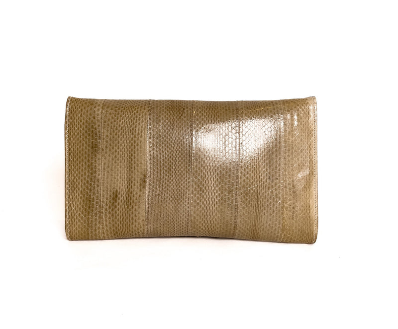 Beige snakeskin clutch sales bag