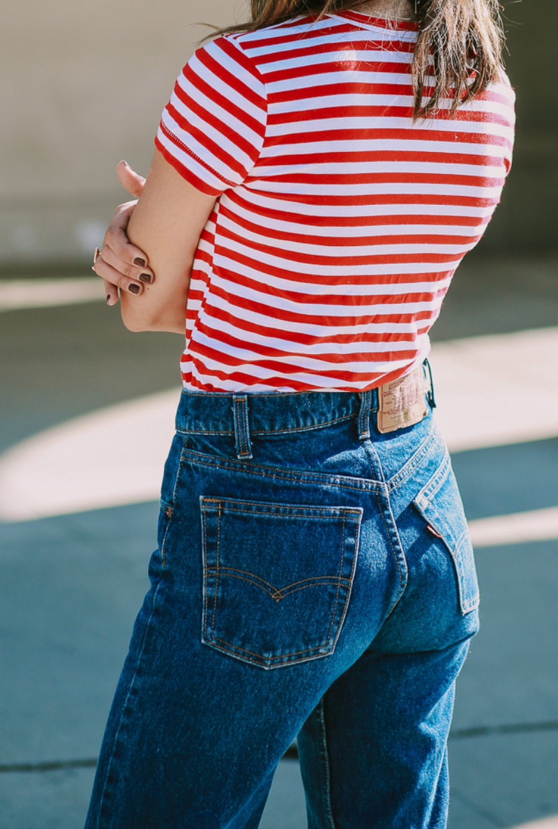 Levi high waisted distressed top jeans