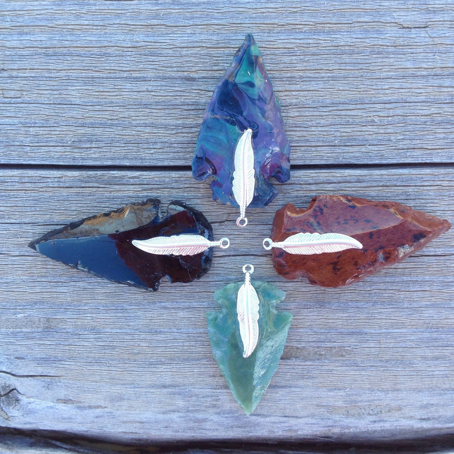 Arrowhead necklace  Clear Your Mind glass flint stone tribal necklace made to order customizable