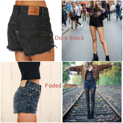 Vintage Black LEVI Shorts Denim Cutoff CUSTOM-FIT Jean Shorts