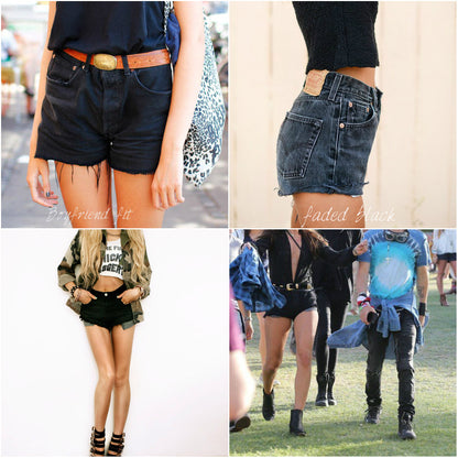 Vintage Black LEVI Shorts Denim Cutoff CUSTOM-FIT Jean Shorts