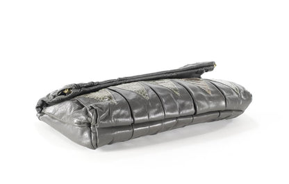 Vintage Gray Leather Bag Convertible Crossbody Clutch Purse  Snakeskin Satchel