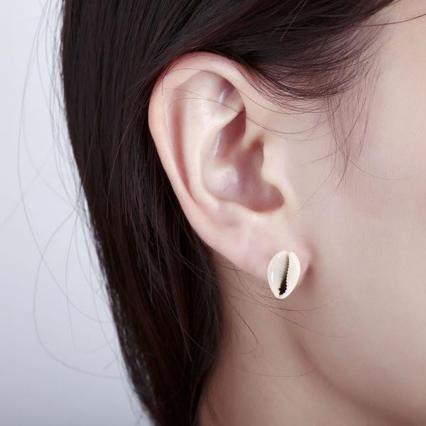 Seashell Earrings Mermaid Cowrie Ocean Shell Cowry Post Earrings