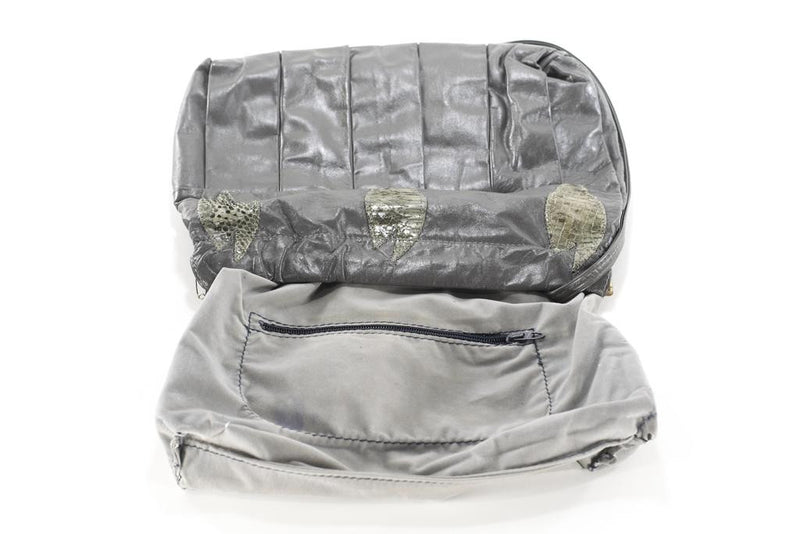 Vintage Gray Leather Bag Convertible Crossbody Clutch Purse  Snakeskin Satchel