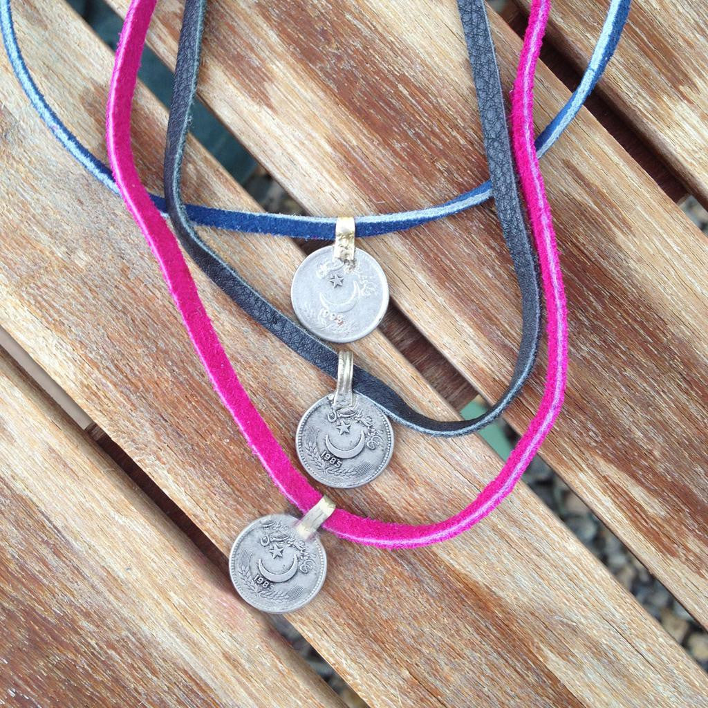 Crescent Moon Choker Necklace | Gypsy Coin Tribal Necklace made to order Customizable