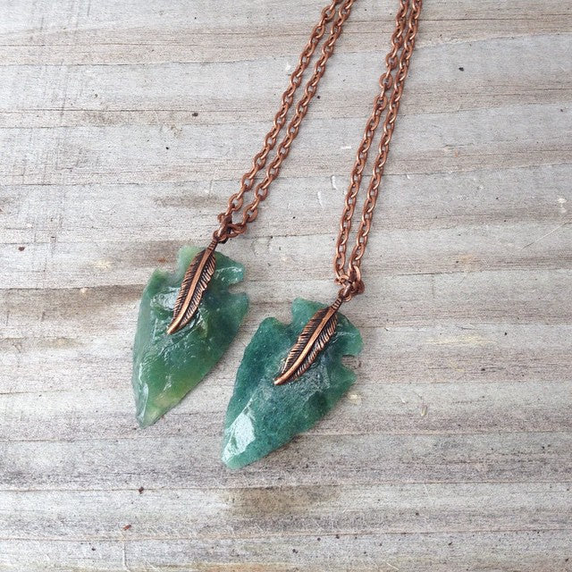 Arrowhead necklace  Clear Your Mind glass flint stone tribal necklace made to order customizable