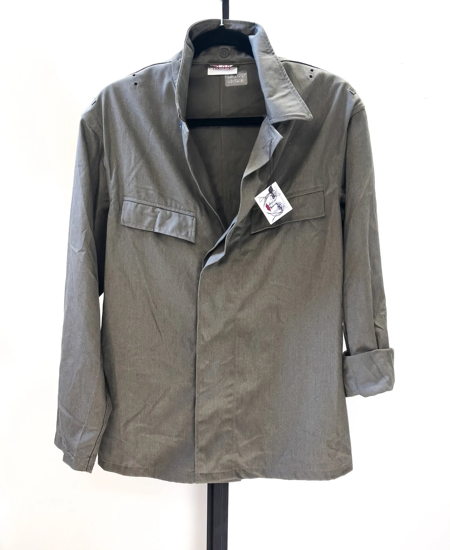 Vintage Surplus Military Jacket 1970s Olive Green Army Field Shirt Jacket SIZE S/M/L