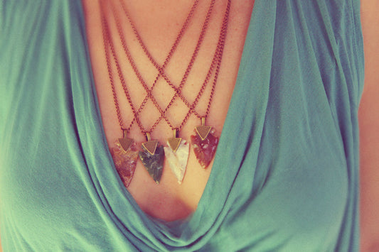 Arrowhead Necklace  Flint Stone Tribal Necklace Customizable