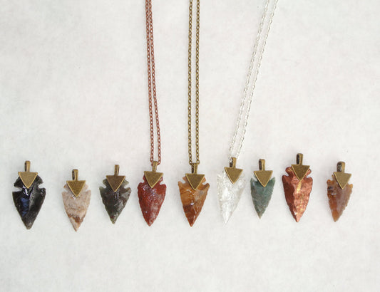 Arrowhead Necklace  Flint Stone Tribal Necklace Customizable