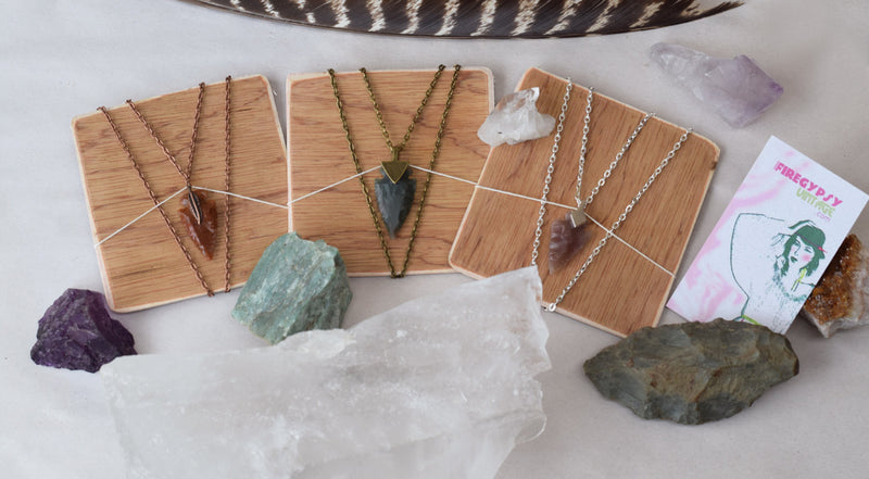 arrowhead earrings  native tribal spearhead arrow gold flint stone studs