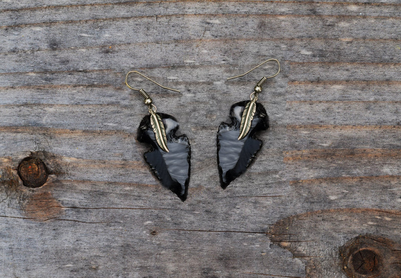 Arrowhead Flint Stone Earrings Tribal Boho Southwestern Native  Custom made Dangle Drop Earrings  Made to Order In Your Color Choice