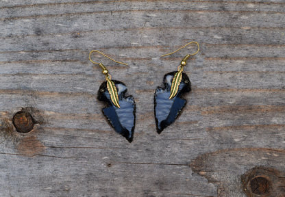 Arrowhead Flint Stone Earrings Tribal Boho Southwestern Native  Custom made Dangle Drop Earrings  Made to Order In Your Color Choice