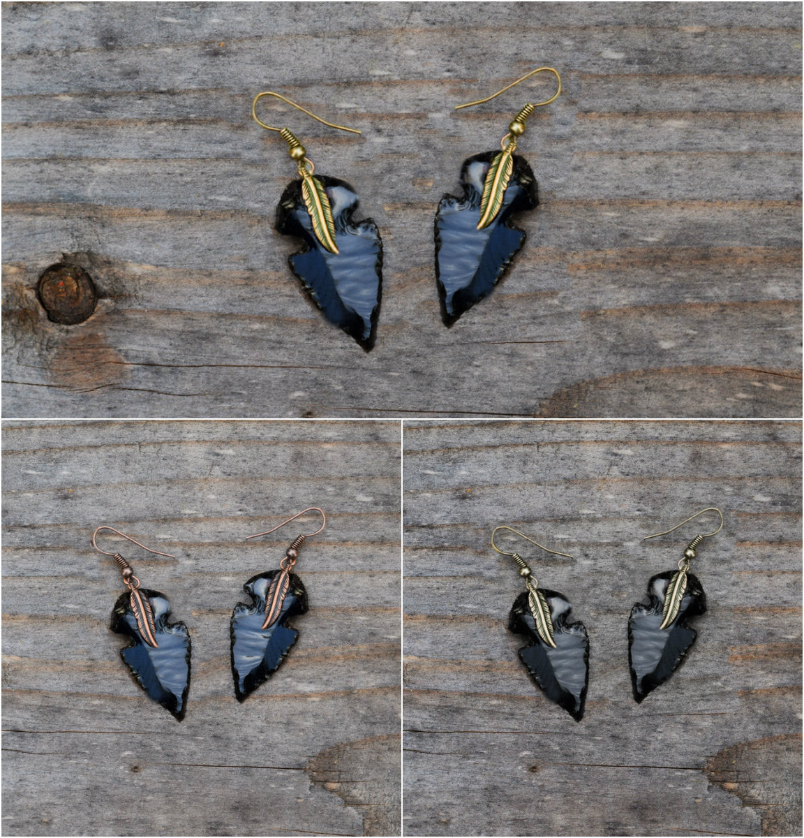 Arrowhead Flint Stone Earrings Tribal Boho Southwestern Native  Custom made Dangle Drop Earrings  Made to Order In Your Color Choice