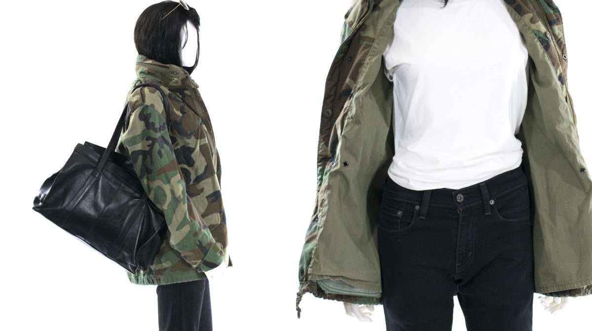 Vintage Camouflage Jacket THICK Double Lined Winter Coat All Sizes