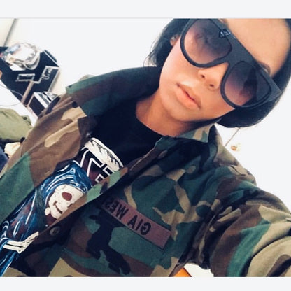 Vintage Military Jacket Camo Army Button Down Camo Shirt Jacket IN YOUR SIZE