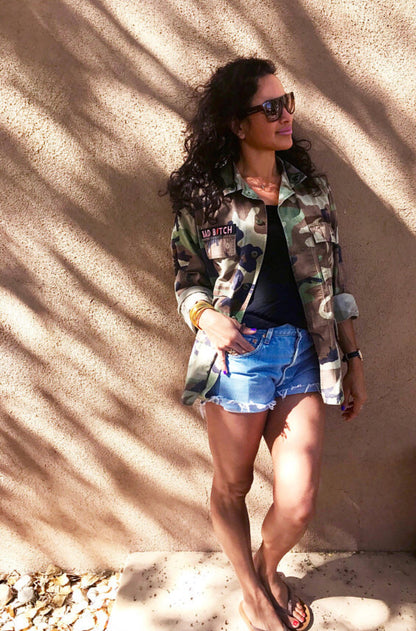 Vintage Military Jacket Camo Army Button Down Camo Shirt Jacket IN YOUR SIZE