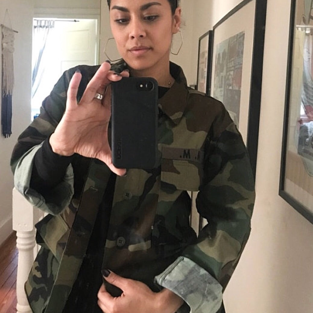 Vintage Military Jacket Camo Army Button Down Camo Shirt Jacket IN YOUR SIZE