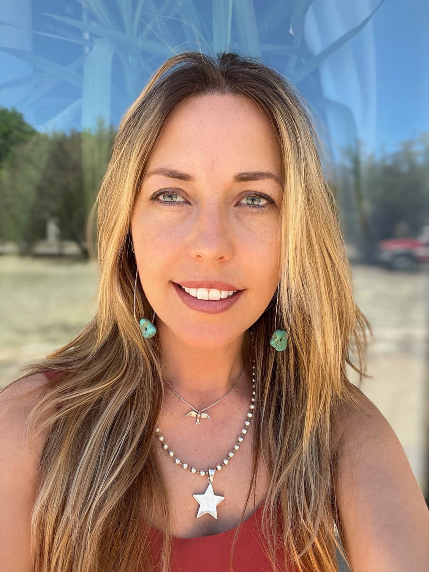 Turquoise Hoops Teardrop Dangle Gold or Silver Earrings