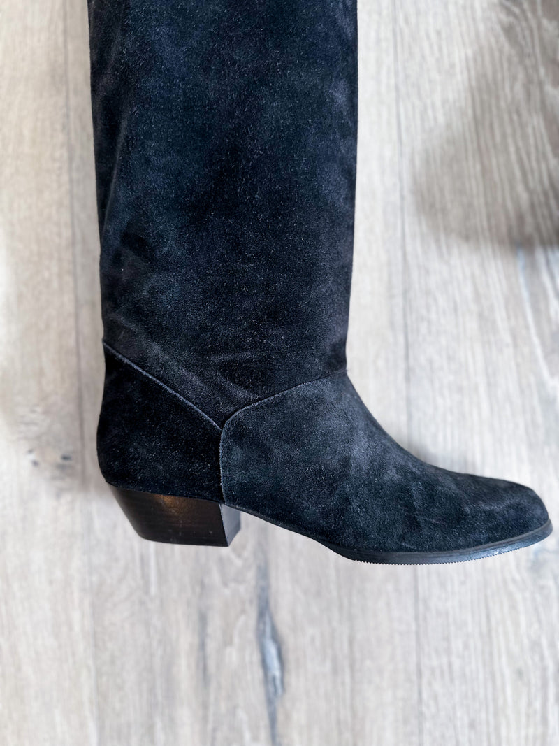 Thigh High Boots Size 7 Vintage OTK 80s Slouch Black Leather Sz. 7