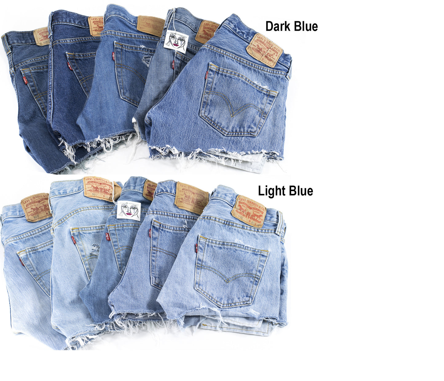 Vintage LEVI Denim Cutoff Shorts Tattered Blue Custom-fit Jean Shorts