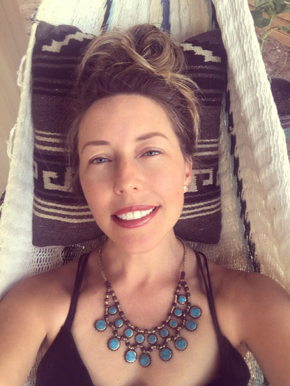 Vintage Necklace Turkish Turquoise Medallion Golden Brass BOHO Statement Vintage Necklace