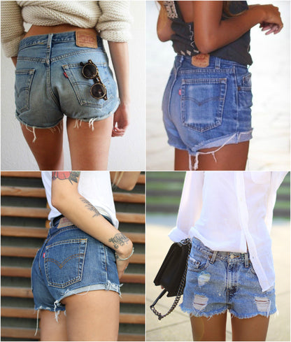 LEVI Denim Cutoff Shorts Vintage Custom-fit Jean Shorts All Sizes