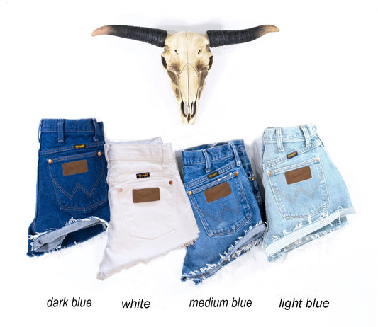 Vintage WRANGLER Shorts Denim Cutoffs CUSTOM-FIT High-waist Jean Shorts